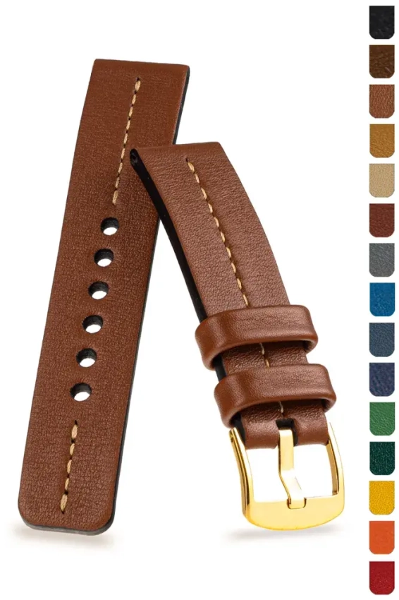 Pasek klasyczny do zegarka ze skóry licowej – minimalistyczny wariant do eleganckiego modelu