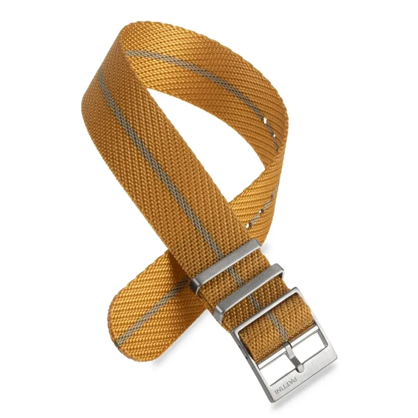 Nylonowy pasek nato w odcieniu złotym i beżu