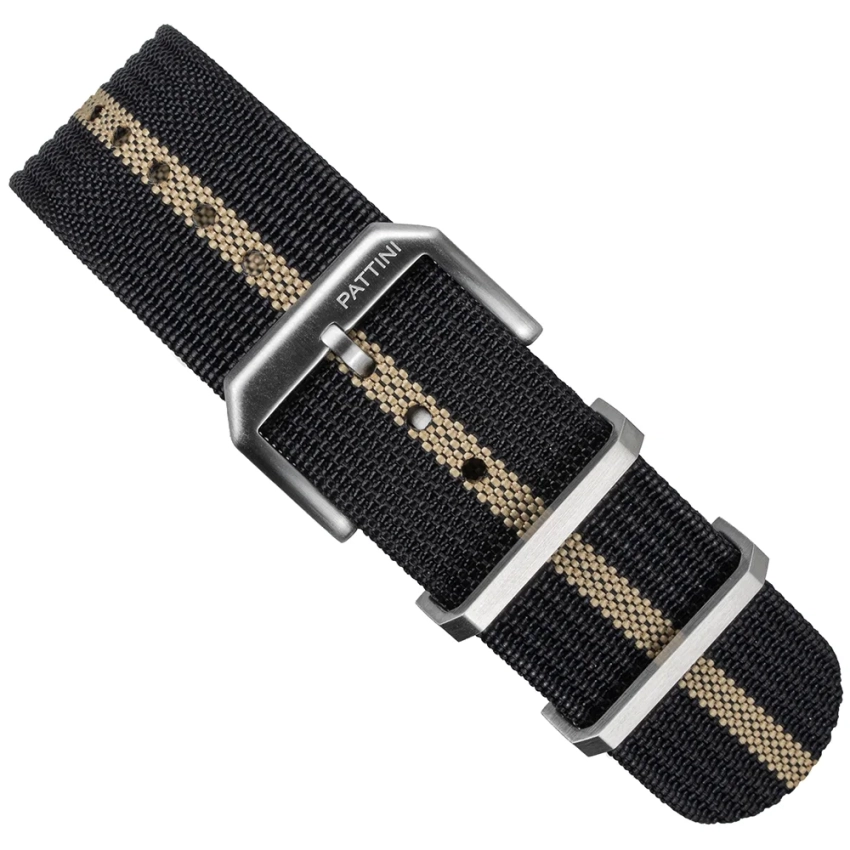 Pasek NATO czarny z beżowym pasem - 20mm 22mm (NC1)