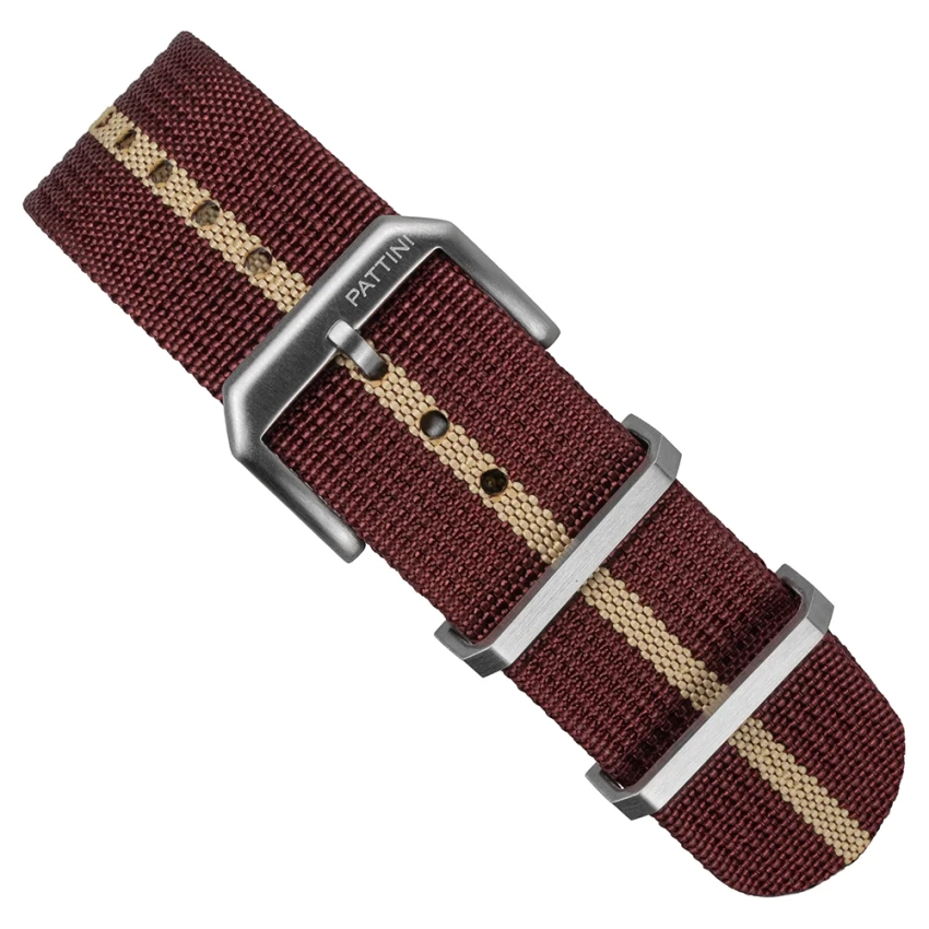 Pasek NATO bordowy z beżowym pasem - 20mm 22mm (NC3)