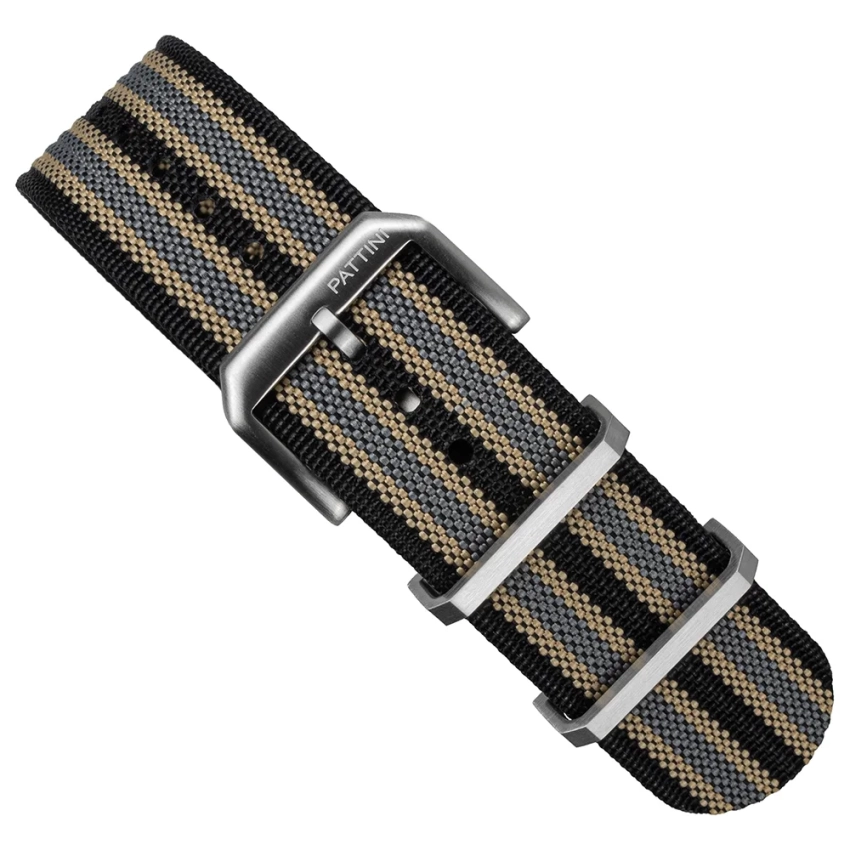 Pasek NATO czarno-szary z beżowymi pasami - 20mm 22mm (NC4)